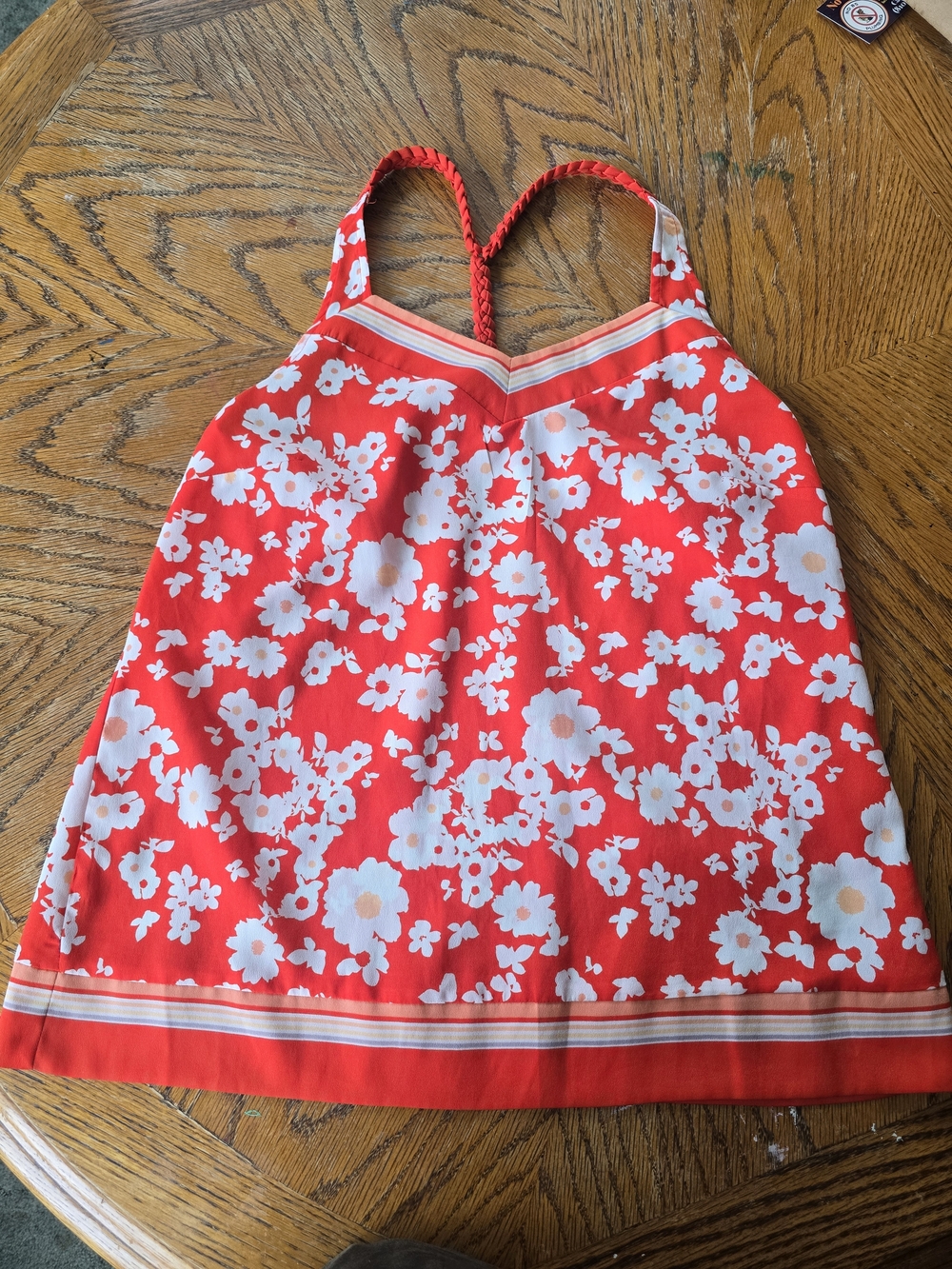 LC Lauren Conrad Red and White Floral Halter Tank Top